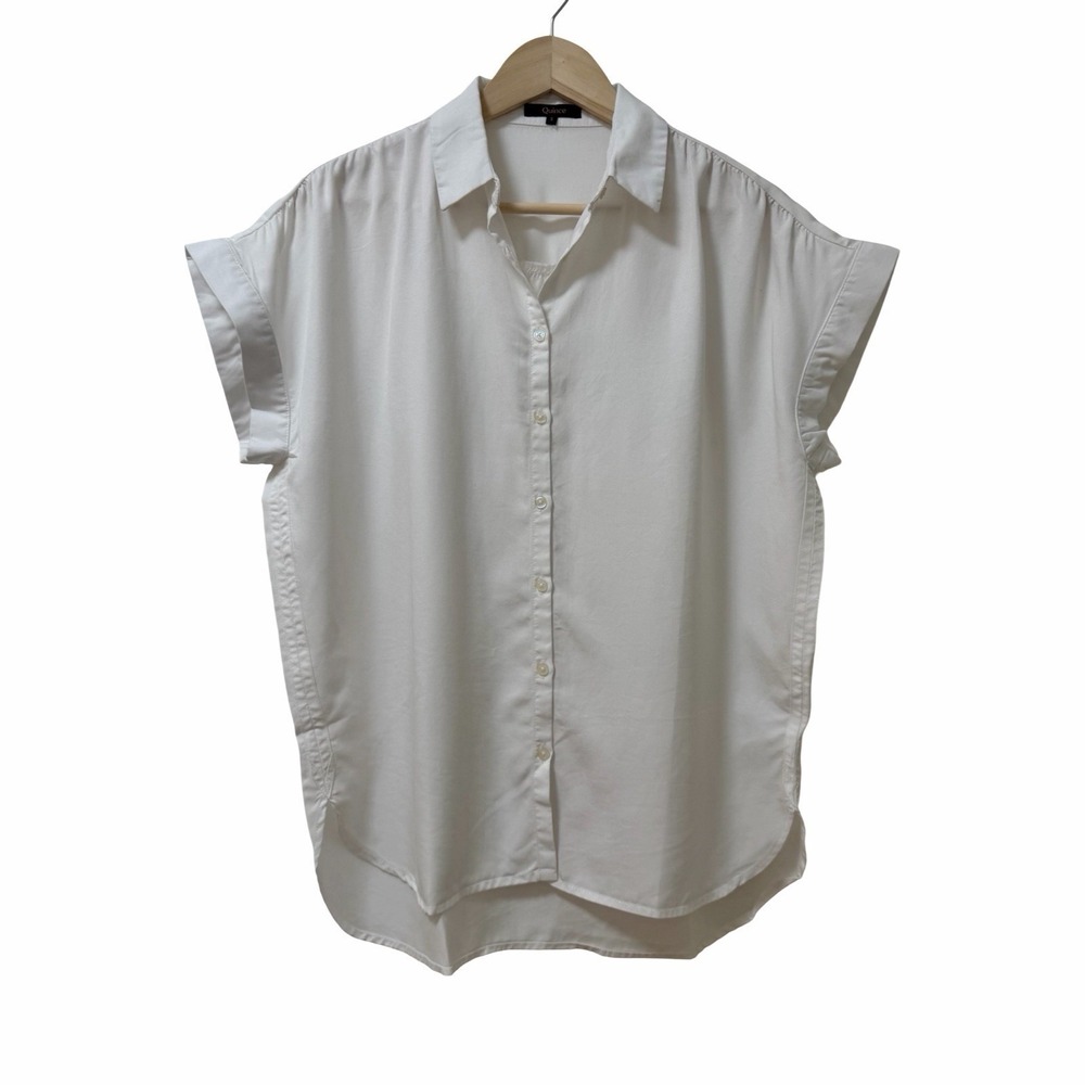Quince Womens Vintage Wash Tencel Button Up Camp Shirt Size S White Oversized